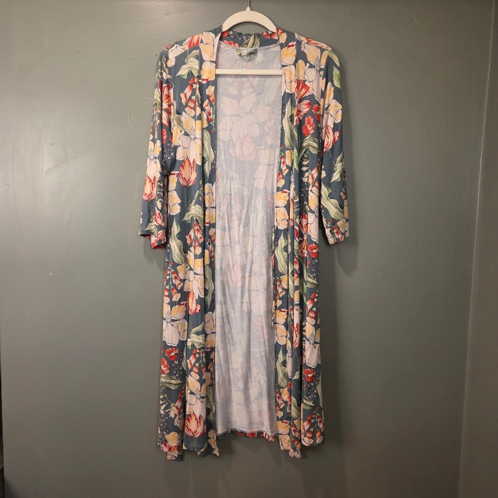 Milkmaid Goods Women's Floral Print Robe Size M Green Multi - Picture 2 of 11